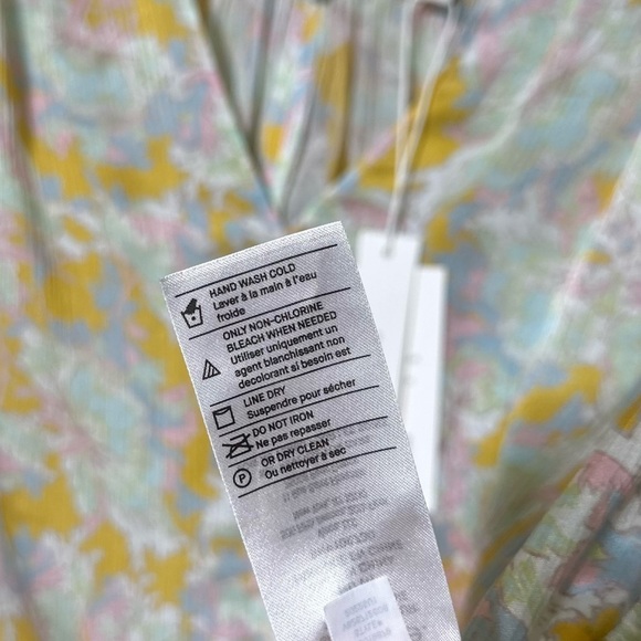 🅽🅴🆆 Vince Lotus Ruched Dolman Sleeve Silk Floral Short-Sleeve Blouse, M - Picture 13 of 17